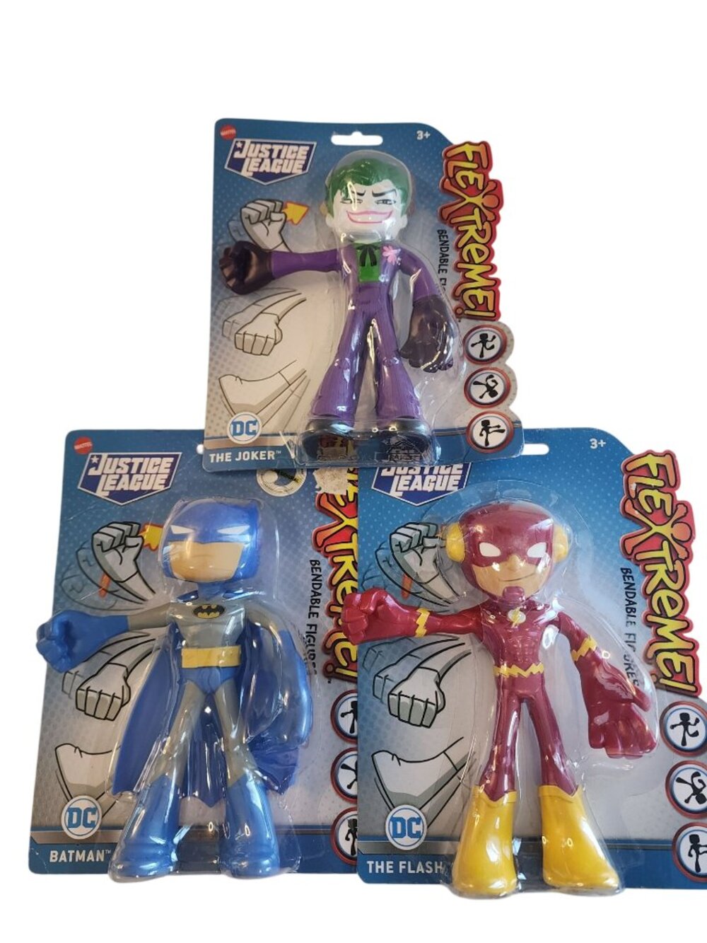 Mattel DC Justice League Flextreme Flash / Batman / Joker Toy Figure 7" Bendable